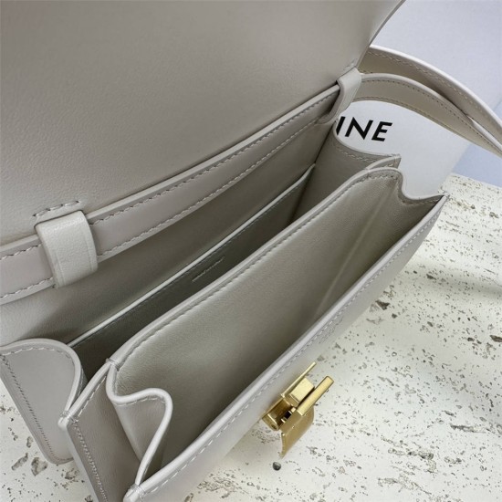 Celine Teen Box Polished Calfskin White Gold Hardware 18x15x6cm