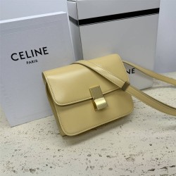 Celine Teen Box Polished Calfskin Light Yellow Gold Hardware 18x15x6cm