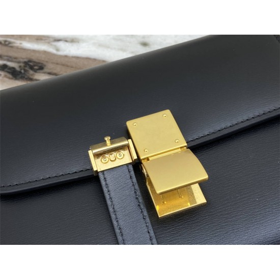 Celine Teen Box Polished Calfskin Black Gold Hardware 18x15x6cm