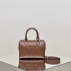 Celine Voyage Triomphe Embossed Brown Gold Hardware Model: 197583 Size: 19.5x14x7cm