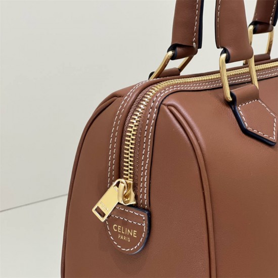 Celine Voyage Triomphe Embossed Brown Gold Hardware Model: 197583 Size: 19.5x14x7cm