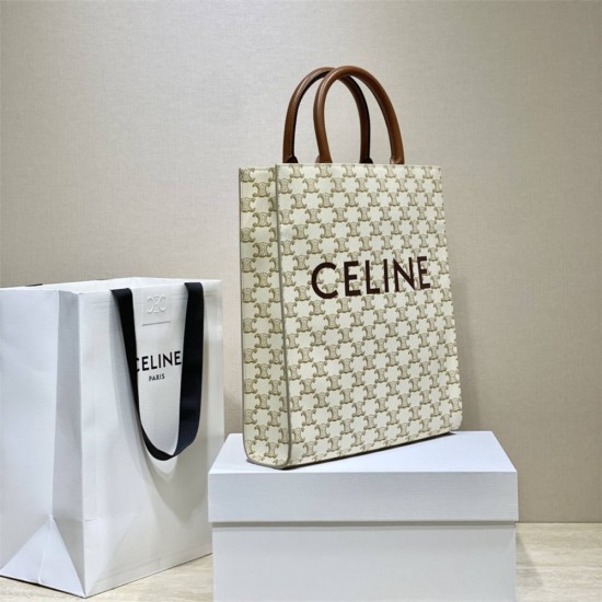 Celine Triomphe Canvas Cabas Tote 28.5 White Model: 191542 Size: 28.5x33x8cm