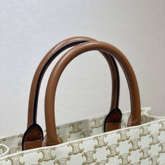 Celine Triomphe Canvas Cabas Tote 28.5 White Model: 191542 Size: 28.5x33x8cm