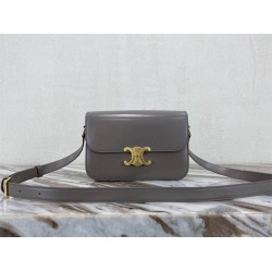 Celine Triomphe Canvas Teen Box Medium 22.5 Grey Full Leather Size: 22.5x16.5x5cm