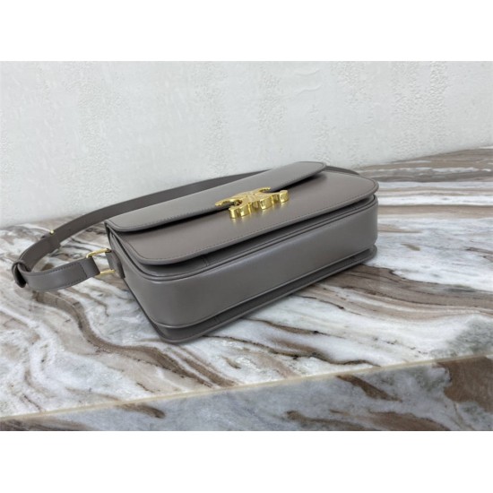 Celine Triomphe Canvas Teen Box Medium 22.5 Grey Full Leather Size: 22.5x16.5x5cm