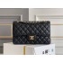 Chanel Classic Flap bag Medium 25 Black with gold hardware, Caviar leather, Hass Factory leather, edge stitching, red interior.