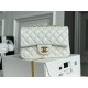 Chanel Classic Flap bag Mini 20 White with gold hardware, Caviar leather, Hass Factory leather, seamless.