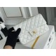 Chanel Classic Flap bag Mini 20 White with gold hardware, Caviar leather, Hass Factory leather, seamless.