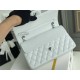 Chanel Classic Flap bag Medium 25 White with silver hardware, Caviar leather, Hass Factory leather, edge stitching.