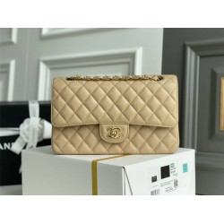 Chanel Classic Flap bag Medium 25 Beige with gold hardware, Caviar leather, Hass Factory leather, edge stitching.