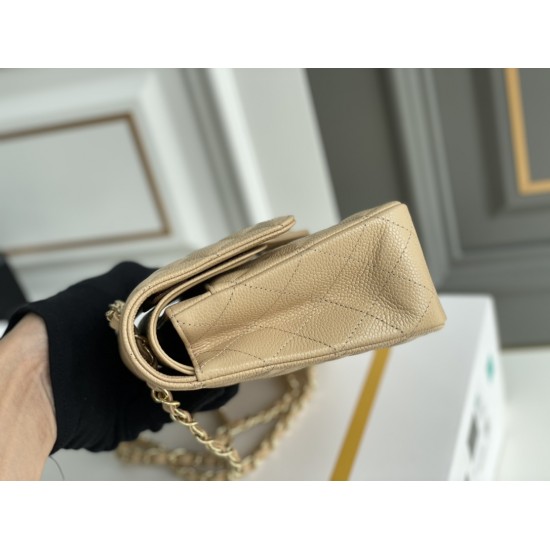 Chanel Classic Flap bag Medium 25 Beige with gold hardware, Caviar leather, Hass Factory leather, edge stitching.