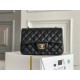 Chanel Classic Flap bag Mini 20 Black with gold hardware, Caviar leather, seamless.