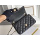 Chanel Classic Flap bag Mini 20 Black with gold hardware, Caviar leather, seamless.