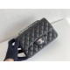 Chanel Classic Flap bag Mini 20 Black with silver hardware, Caviar leather, edge stitching.