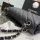 Chanel Classic Flap bag Jumbo 30 Black with silver hardware, Caviar leather, edge stitching, red interior.