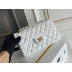 Chanel Classic Flap bag Small 23 White with champagne gold hardware, Caviar leather, Hass Factory leather, seamless.