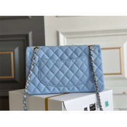 Chanel Classic Flap bag Medium 25 Blue with champagne gold hardware, Caviar leather, Hass Factory leather, seamless.