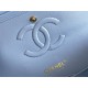 Chanel Classic Flap bag Medium 25 Blue with champagne gold hardware, Caviar leather, Hass Factory leather, seamless.