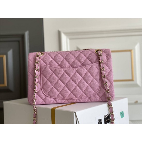 Chanel Classic Flap bag Small 23 Deep Pink with champagne gold hardware, Caviar leather, Hass Factory leather, seamless.