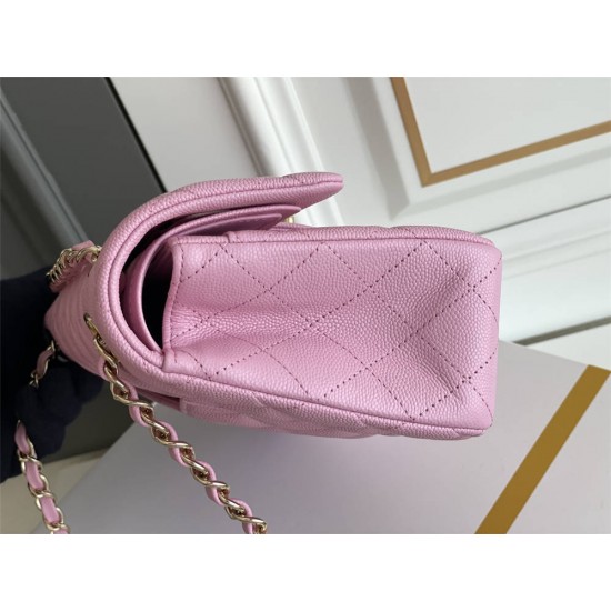 Chanel Classic Flap bag Small 23 Deep Pink with champagne gold hardware, Caviar leather, Hass Factory leather, seamless.