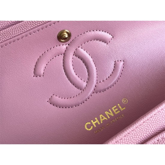 Chanel Classic Flap bag Small 23 Deep Pink with champagne gold hardware, Caviar leather, Hass Factory leather, seamless.