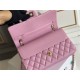 Chanel Classic Flap bag Medium 25 Deep Pink with champagne gold hardware, Caviar leather, Hass Factory leather, seamless.