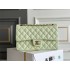 Chanel Classic Flap bag Medium 25 Light Green with champagne gold hardware, Caviar leather, Hass Factory leather, seamless.