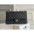 Chanel Classic Flap bag Medium 25 Black with gold hardware, Caviar leather, Hass Factory leather, seamless, black interior.