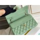 Chanel Classic Flap bag Small 23 Mint Green with champagne gold hardware, Caviar leather, Hass Factory leather, seamless.