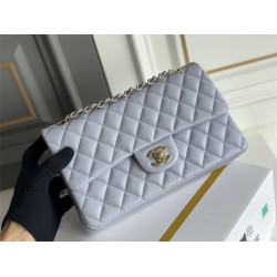 Chanel Classic Flap bag Medium 25 Light Purple with champagne gold hardware, Caviar leather, Hass Factory leather, seamless.