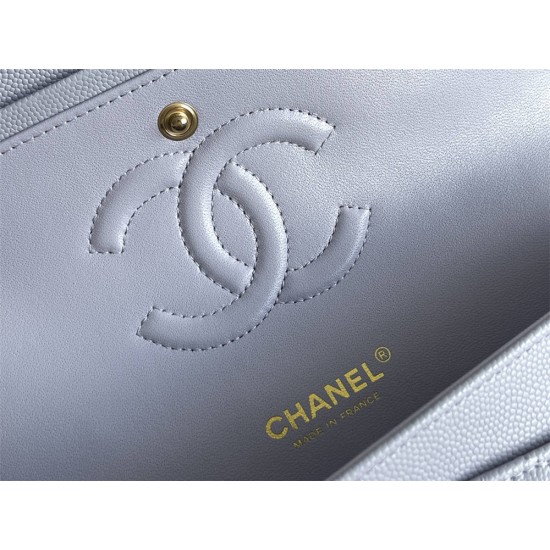 Chanel Classic Flap bag Medium 25 Light Purple with champagne gold hardware, Caviar leather, Hass Factory leather, seamless.