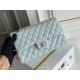 Chanel Classic Flap bag Medium 25 Light Blue with champagne gold hardware, Caviar leather, Hass Factory leather, seamless.