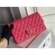 Chanel Classic Flap bag Medium 25 Rose Red with champagne gold hardware, Caviar leather, Hass Factory leather, seamless.