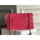 Chanel Classic Flap bag Medium 25 Rose Red with champagne gold hardware, Caviar leather, Hass Factory leather, seamless.