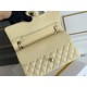 Chanel Classic Flap bag Medium 25 Light Yellow with champagne gold hardware, Caviar leather, Hass Factory leather, seamless.