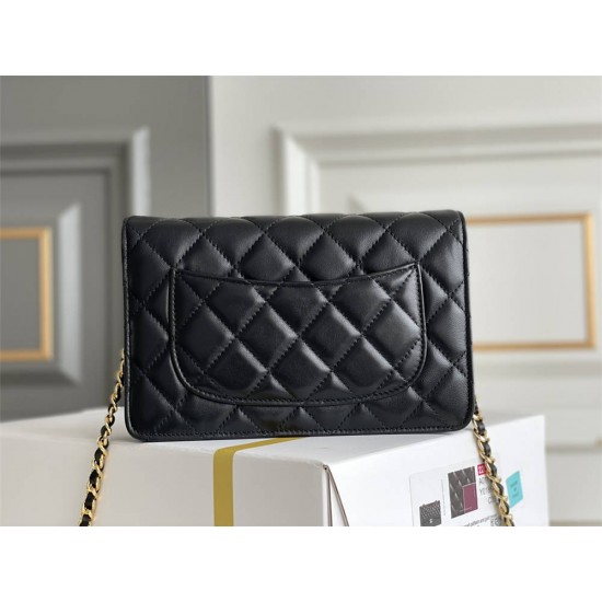 Chanel WOC Black with Gold Hardware Lamb Leather Hass Factory leather Red Interior 19x12x3.5cm