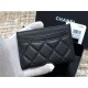 Chanel Classic Card Holder Black with Gold Hardware Lamb Leather Hass Factory leather Red Interior 11x7x1cm