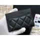 Chanel Classic Card Holder Black with Silver Hardware Lamb Leather Hass Factory leather Red Interior 11x7x1cm