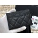 Chanel Classic Card Holder Black with Silver Hardware Caviar Leather Hass Factory leather Red Interior 11x7x1cm