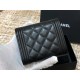 Chanel Classic Flap Wallet Short Black with Silver Hardware Lamb Leather Hass Factory leather 11x10cm