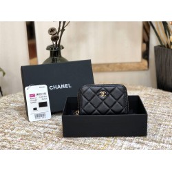 Chanel Classic Card Holder Black with Gold Hardware Caviar Leather Hass Factory leather 11cm