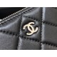 Chanel Classic Card Holder Black with Silver Hardware Lamb Leather Hass Factory leather 11cm