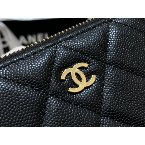 Chanel Classic Card Holder Black with Gold Hardware Lamb Leather Hass Factory leather 11cm