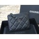 Chanel Classic Card Holder Black with Silver Hardware Caviar Leather Hass Factory leather 11x8cm