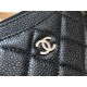 Chanel Classic Card Holder Black with Silver Hardware Caviar Leather Hass Factory leather 11x8cm