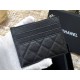 Chanel Classic Card Holder Black with Silver Hardware Caviar Leather Hass Factory leather 11x8cm