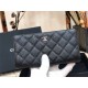 Chanel Long Wallet Folded Black with Silver Hardware Caviar Leather Hass Factory leather 19cm