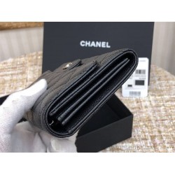 Chanel Classic Wallet Long Black with Silver Hardware Caviar Leather Hass Factory leather 19cm