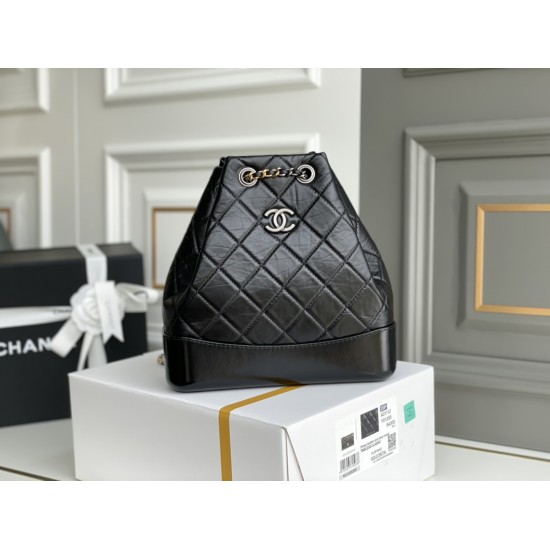 Chanel Gabrielle 2021 Backpack Black with Silver Hardware Lamb Leather Hass Factory leather 23x23x11cm