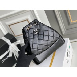 Chanel Gabrielle 2021 Backpack Black with Silver Hardware Lamb Leather Hass Factory leather 23x23x11cm